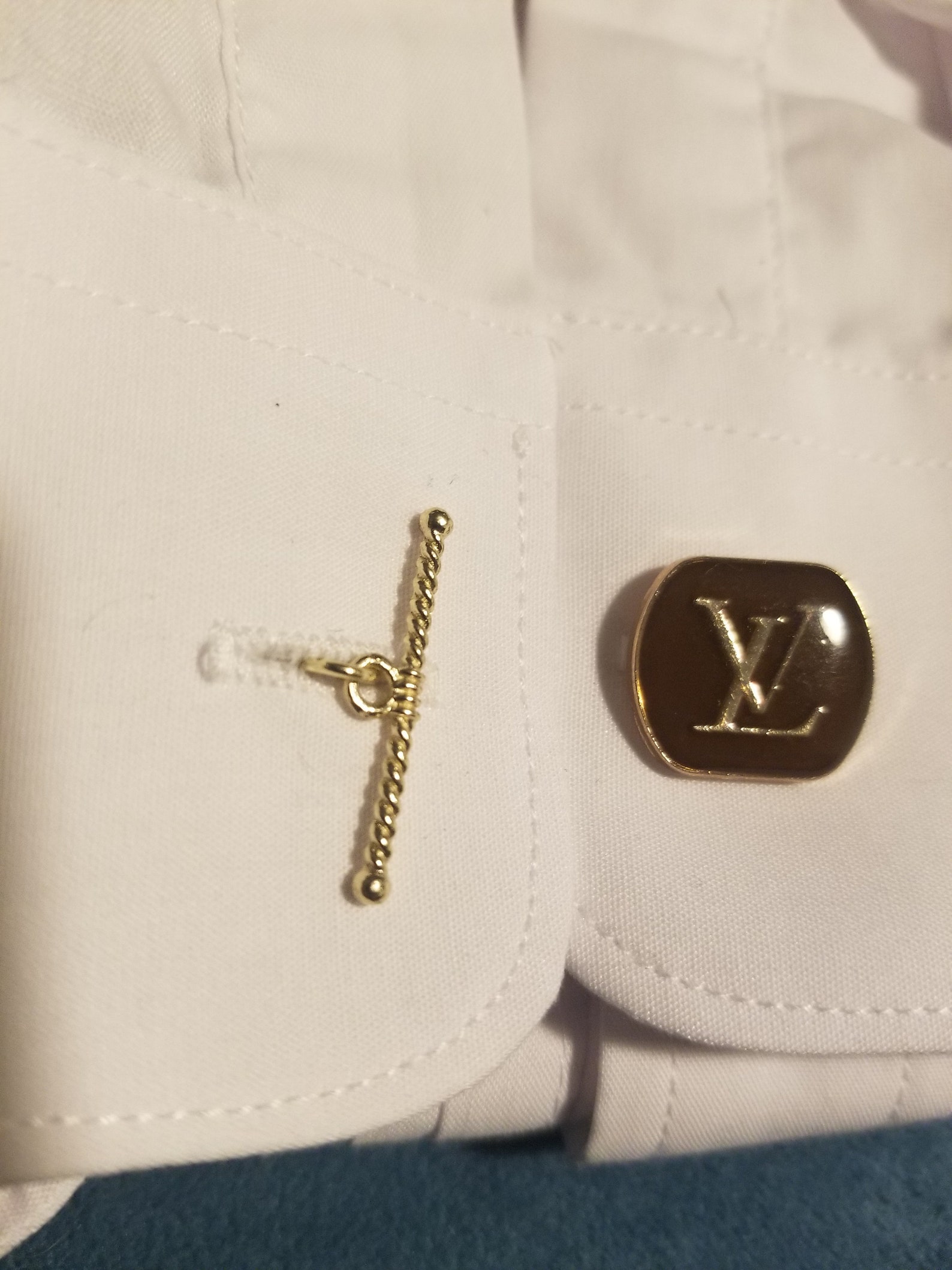 Louis Vuitton enamel cufflinks Brown & Gold LV Cufflinks Etsy