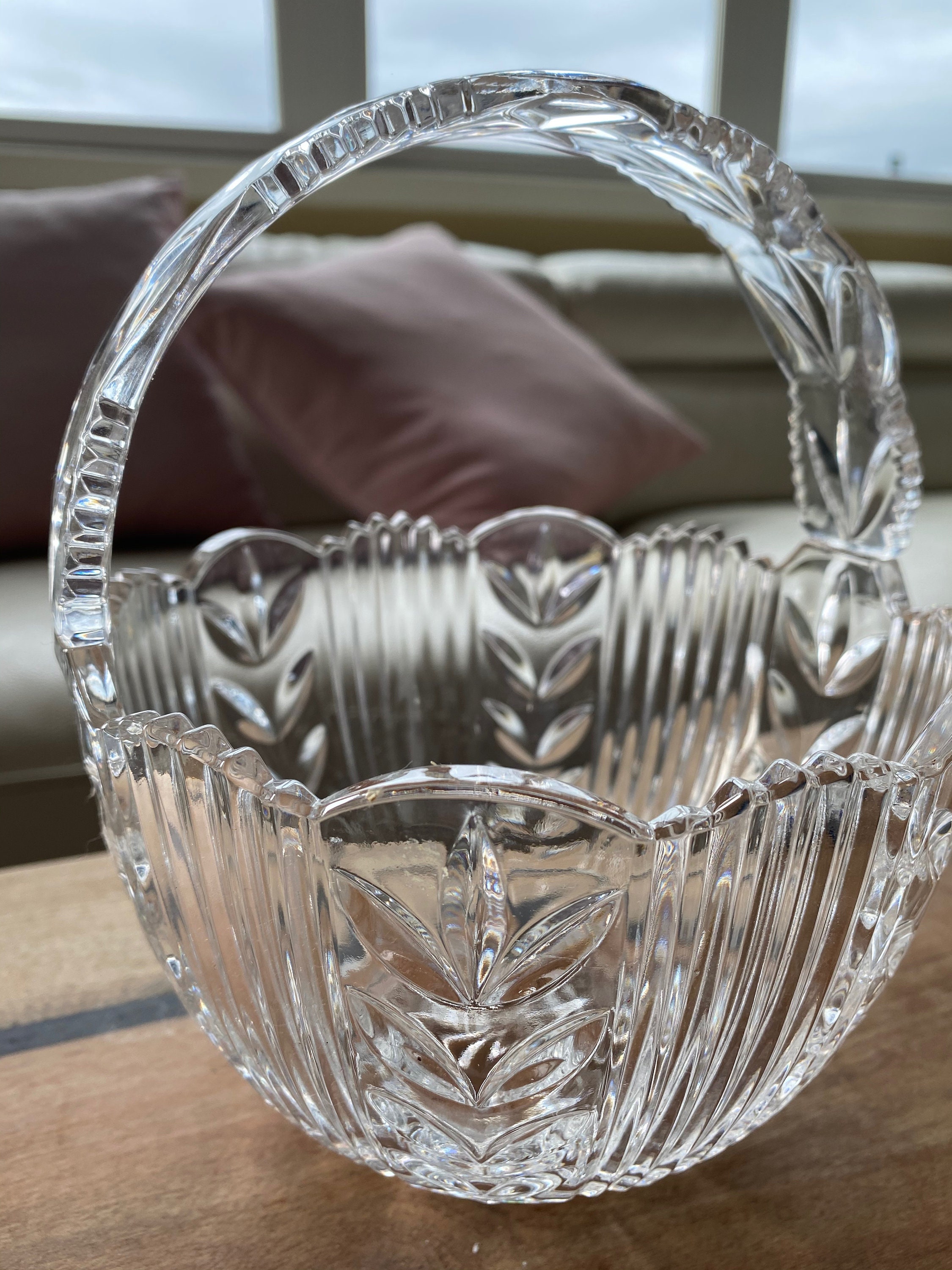 Large Cut Crystal Decorative Basket Etsy