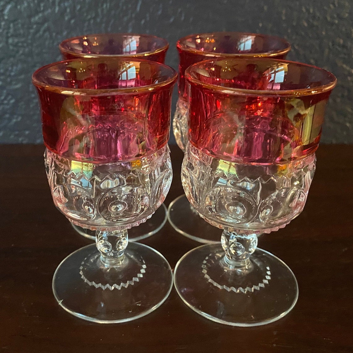 Cranberry Cordial Shot Glasses Vibrant Set of Four Vintage Etsy