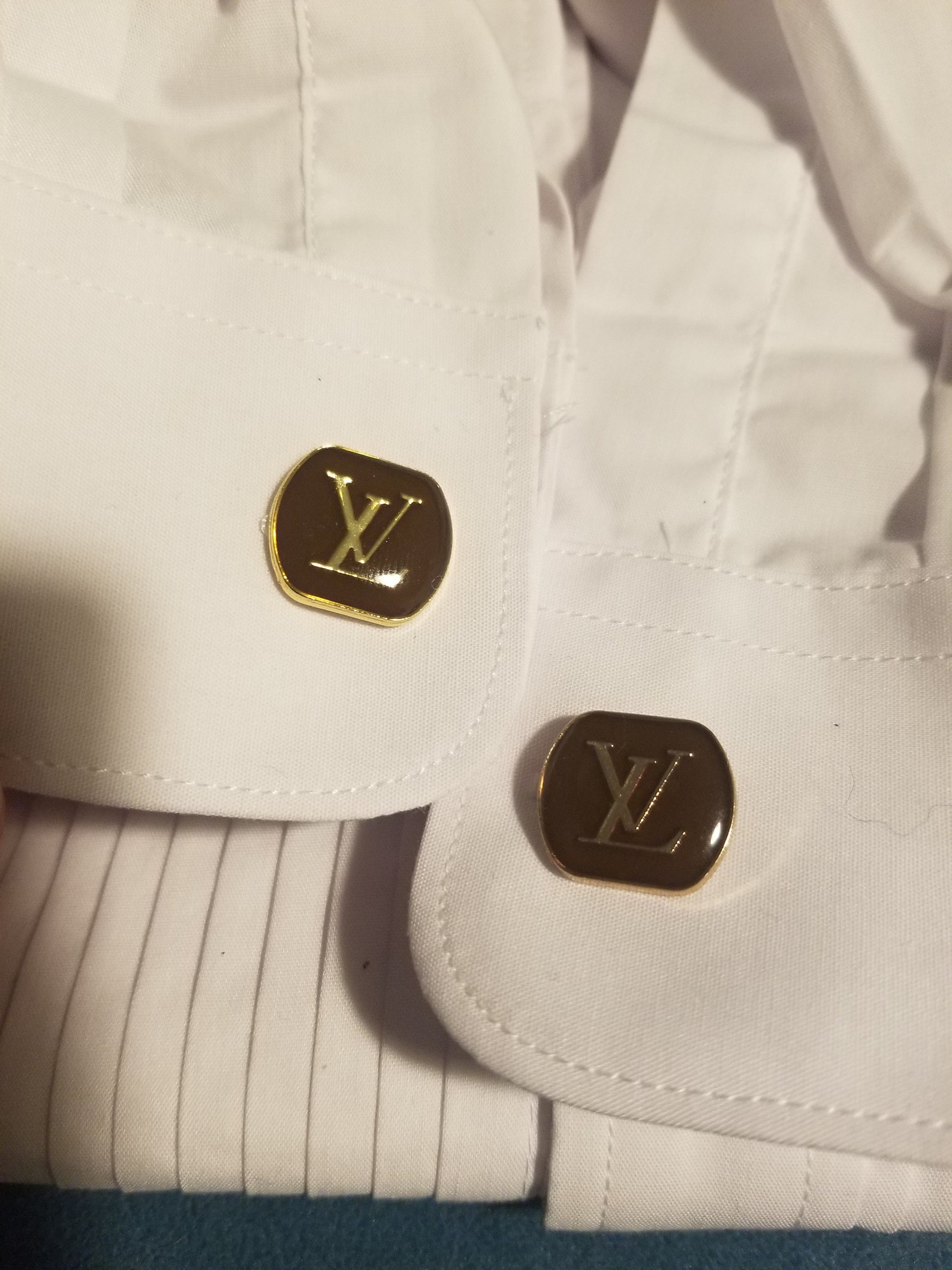 Louis Vuitton enamel cufflinks Brown & Gold LV Cufflinks Etsy