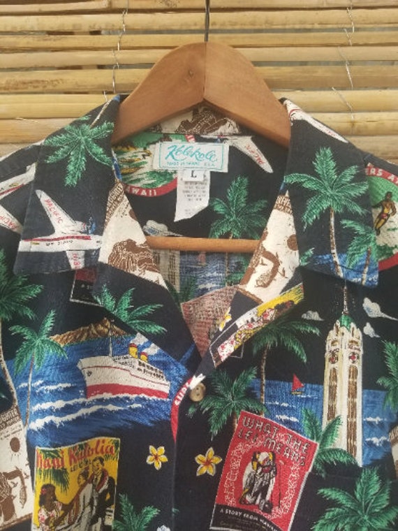 Vintage Hawaiian Shirt by Kolekole black Hawaiian 