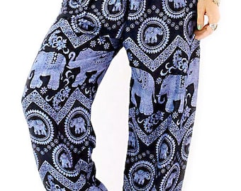 Elefant Harem Hose In Navy schwarz mit elastischen Taille und Knöchel