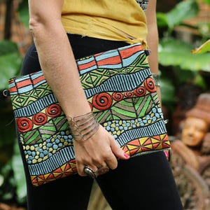 Unique Evening Clutch Bag. Boho Oversized Purse. Offbeat Bag. Hippie Style. Tribal Style Wallet.