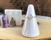 Ethiopian Opal handmade stacking bohemian ring - sterling silver