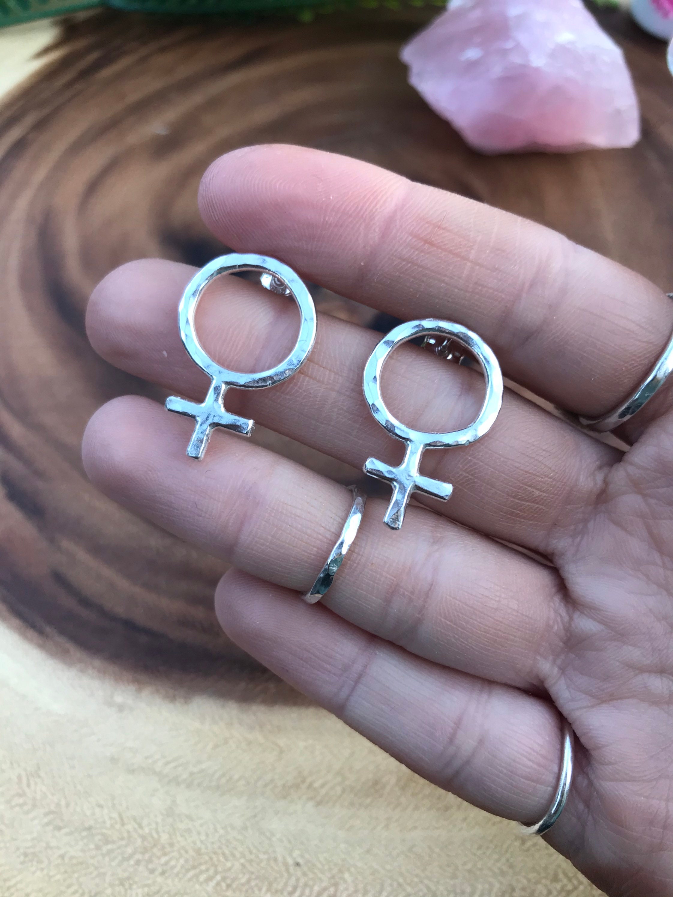 Female Symbol Girl Boss Earrings Sterling Silver Etsy