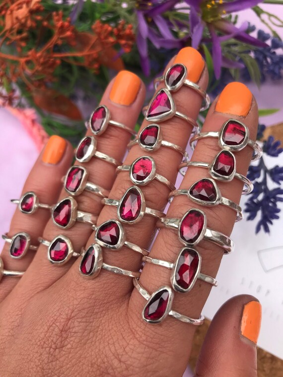 Garnet crystal ring deals