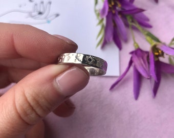 Cosmos Band - 4mm thick, sterling silver
