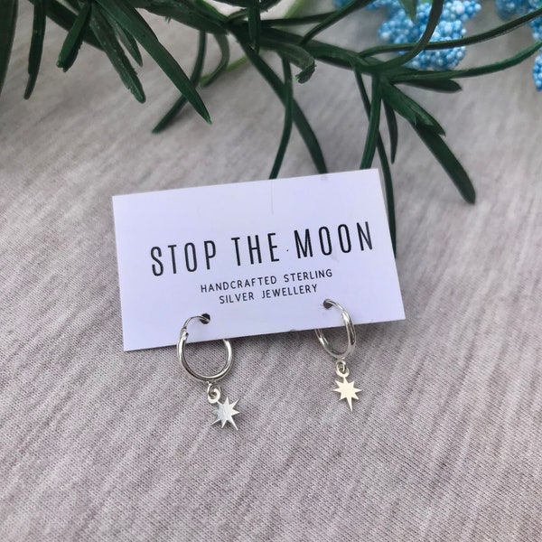 North Star huggie hoop earrings - sterling silver