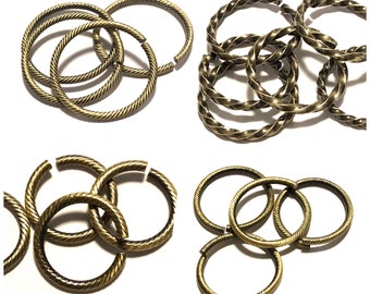 Brass Fashion Hardware Large Hammered Brass Rings 6 Pcs Extra Large Jump Rings Jewelry Component 19 mm I.D x 12 G Square Wire