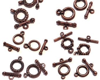 5Set Of Antique Copper Fancy Toggle Clasps Wholesale Price