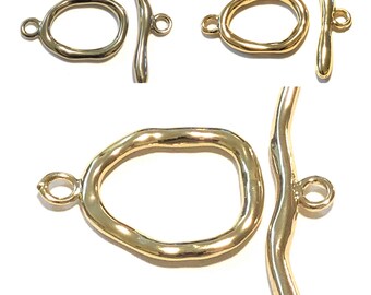 1 SET 45X23MM SOLID COPPER BALI TOGGLE CLASP 5 STRAND 18K GOLD PLATED 534 MTT-53