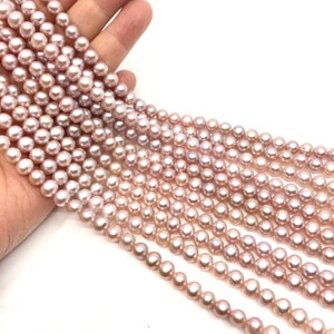 16” 7mm AAAAA Natural Pink Freshwater Pearls  • Non-nucleated • Solid Nacre • 5A Pink Pearls • Pearl Necklace • Pink Pearl Necklace 253