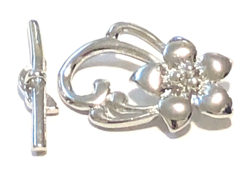 Closeout 70/%off 50sets Large Flower Toggle Clasp White Gold Plated Brass 20x30mm Bulk Sale Wholesale 055