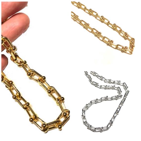 36 Real 18K Gold Plated U Link Chain 