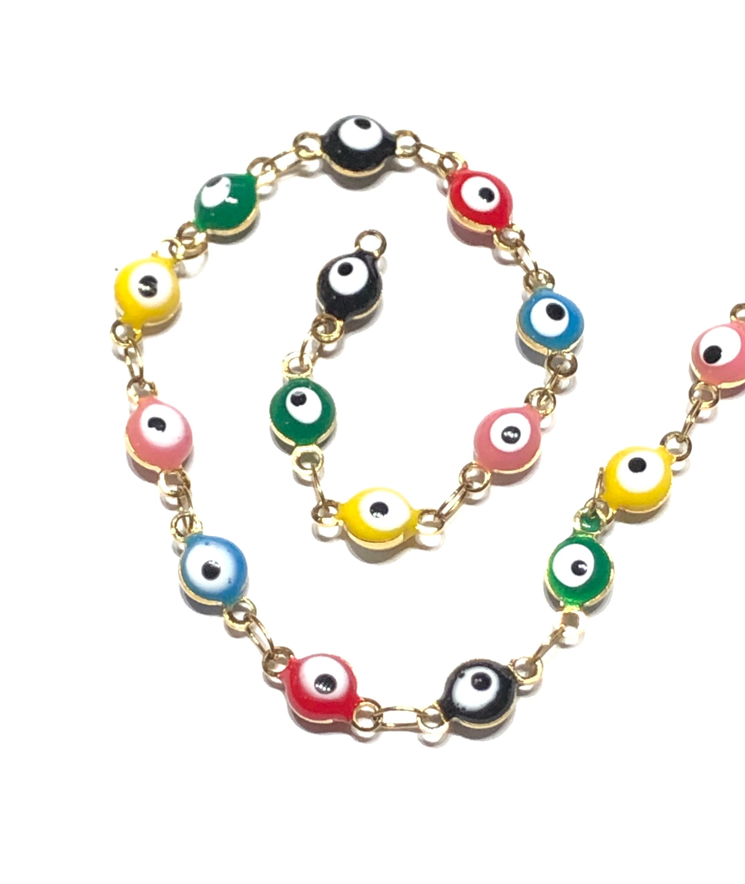 3FT Glass Evil Eye Chain Real 18K Gold Plated Evil Eye Chain Etsy UK