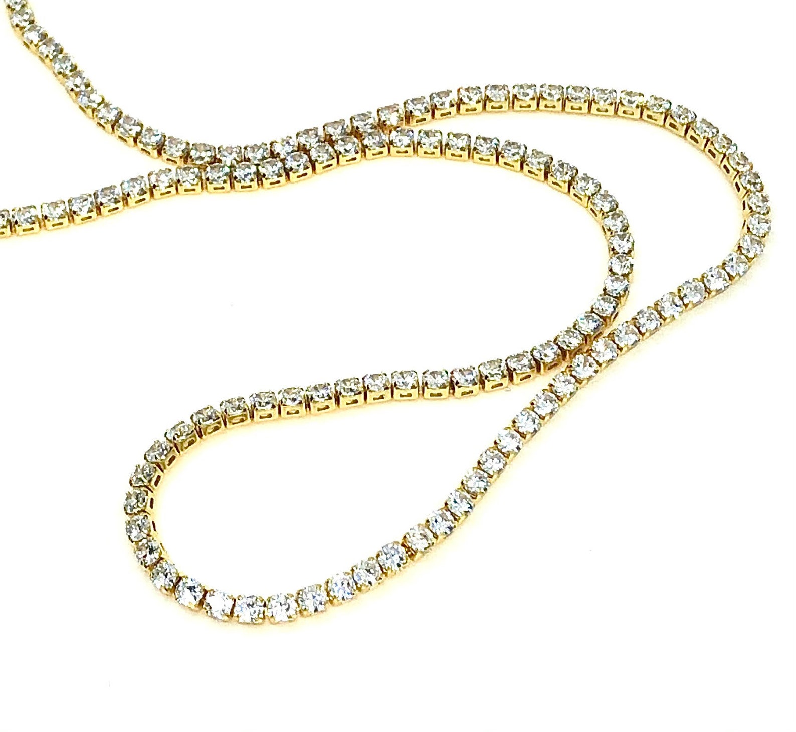 3pcs 3mm Real 18K Gold Plated Cubic Zirconia Tennis Necklace Etsy