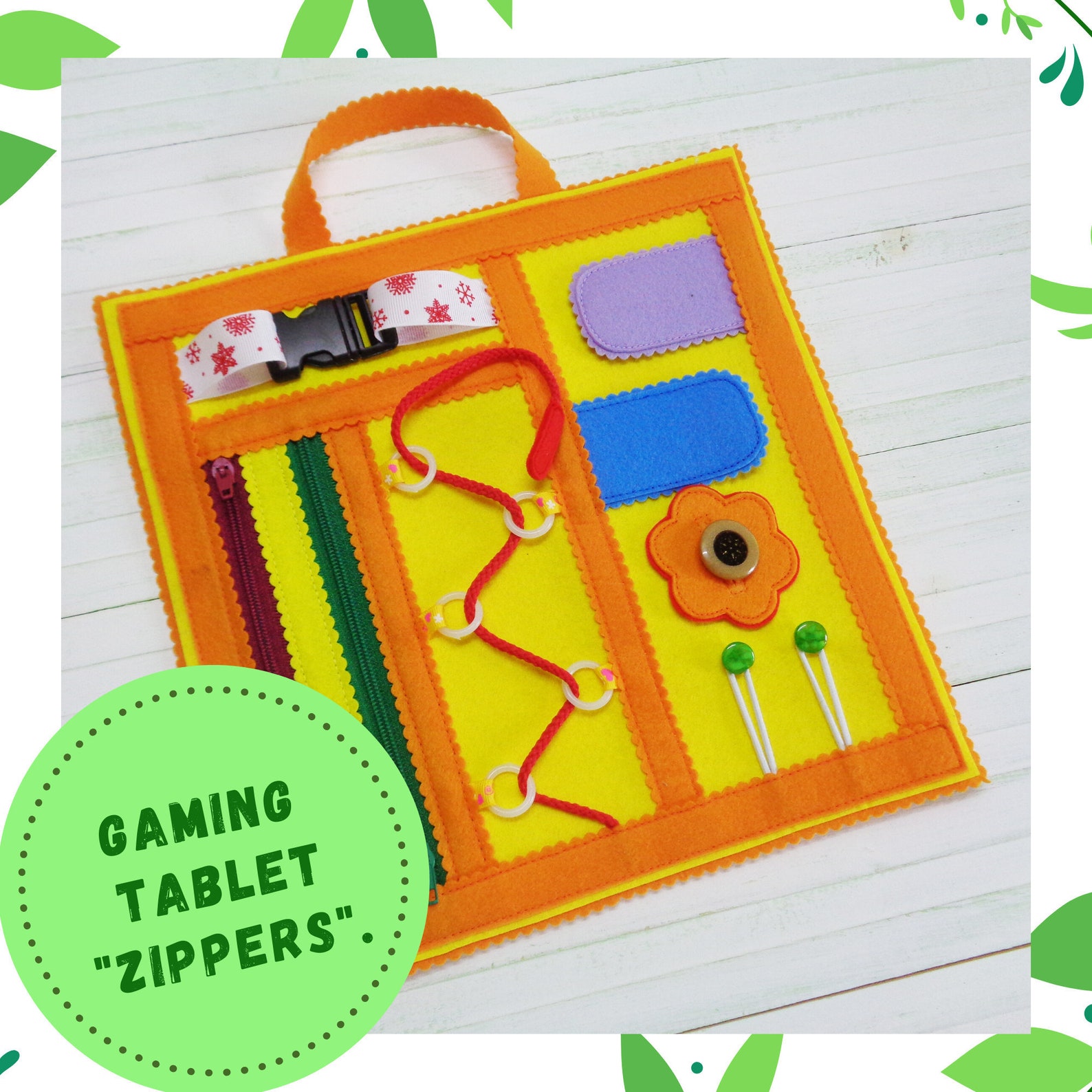 Fidget toy baby play mat with zippers and buttons Felt busy Etsy