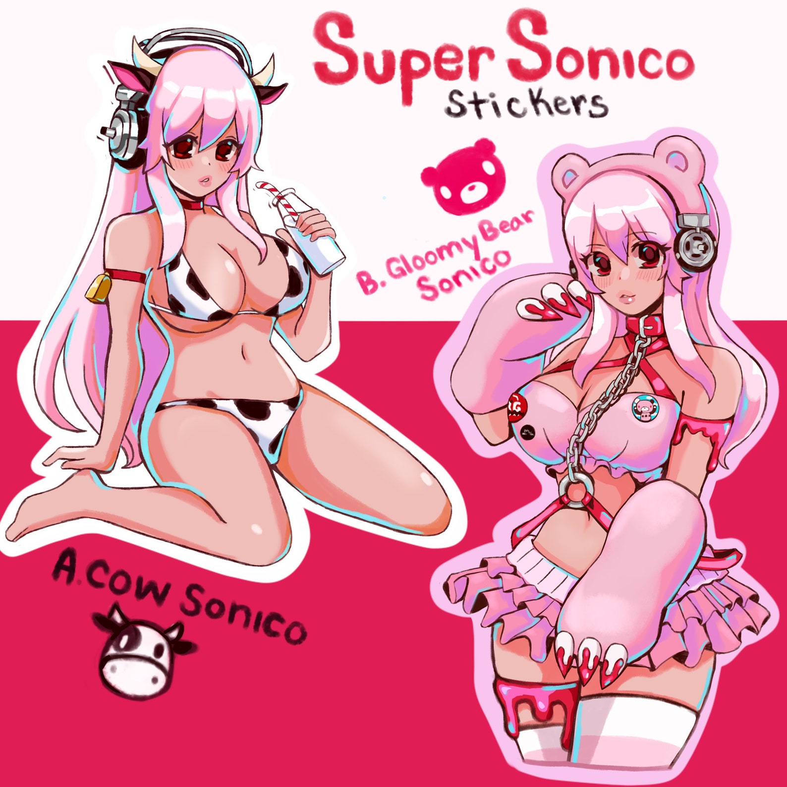 Super sonico gloomy bear n anime cow girl vinyl stickers | Etsy