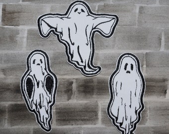 Ghost designs embroidered patches, iron on embroidered patches | handmade halloween gift | gothic decor | alternative accessories