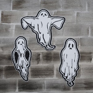 Ghost designs embroidered patches, iron on embroidered patches | handmade halloween gift | gothic decor | alternative accessories