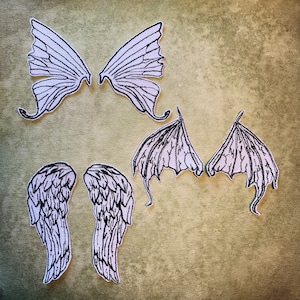 Mini colección de alas, parches para planchar, parches bordados, regalo de Halloween hecho a mano, decoración y accesorios góticos, disfraz de cosplay