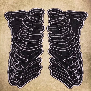 Ribcage embroidered patches, iron on patches | handmade halloween gift | skeleton patch | gothic decor | alternative accessories