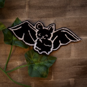 Baby Bat embroidered iron on patch | handmade halloween gift | alternative accessories | gothic decor and accessories | spooky cute