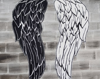 Engelenvleugels geborduurd opstrijkbare patch handgemaakt | gothic-cosplayaccessoire | griezelig halloweencadeau | alternatieve modedecor