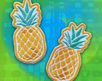 Parche termoadhesivo bordado con forma de piña / Estética de verano / Regalo de vacaciones tropicales costeros / Regalo hecho a mano / Accesorio vintage retro de fruta