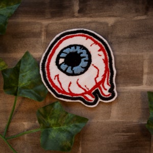 Eyeball Embroidered iron on patch | handmade halloween gift | alternative accessories | gothic decor and accessories