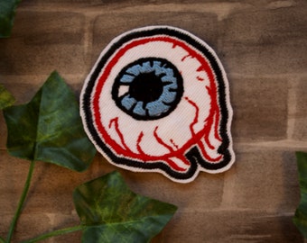 Eyeball Embroidered iron on patch | handmade halloween gift | alternative accessories | gothic decor and accessories