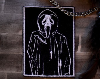 Halloween masked embroidered iron on patch | handmade halloween gift | alternative accessories | gothic decor and accessories | horror movie