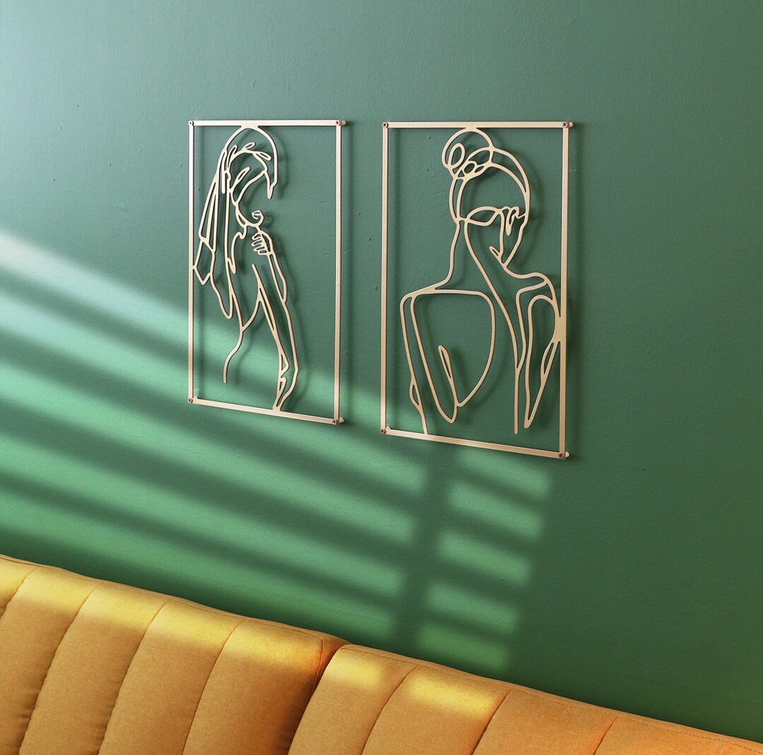 Metal Wall Art Decor Line Art Gold Wall Decor for Bedroom Etsy