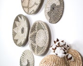 Wall basket décor set of 5 wall decor boho wicker baskets woven wall art hanging basket seagrass boho large wall handmade décor round set 5