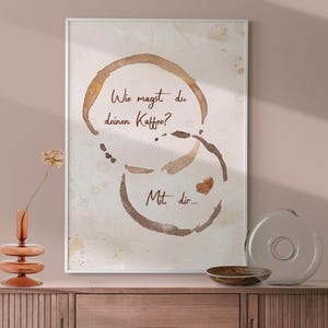How Do You Like Your Coffee? With You, Vintage Kitchen Romantic Coffee Stain Print, Coffee Bar Art Coffee Corner Mug Stain Poster, DIGITAL