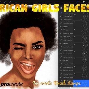 African American Portrait  Brush Stamps For iPad, Procreate Portrait Guide Stamps, Black Female Portrait Pose Brushes, Commercial Use