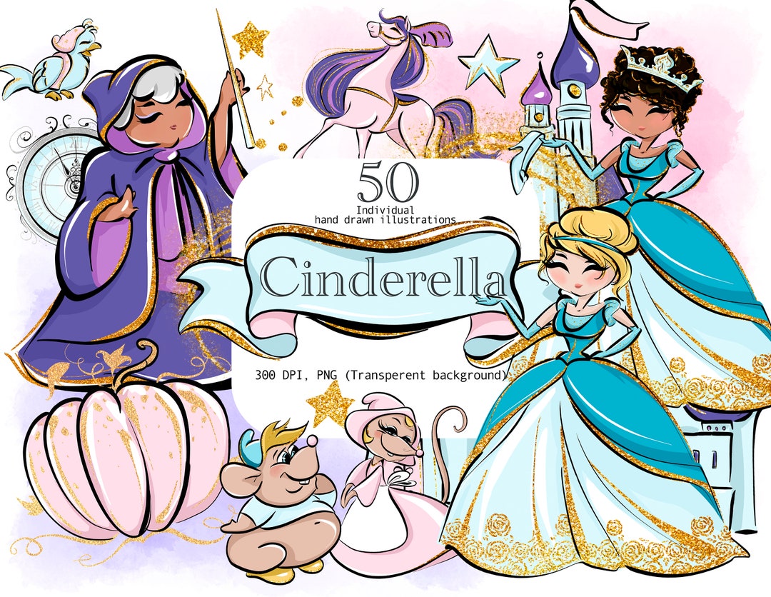 Cinderella Watercolor Clipart Set: Fairy Tale Planner Stickers ...