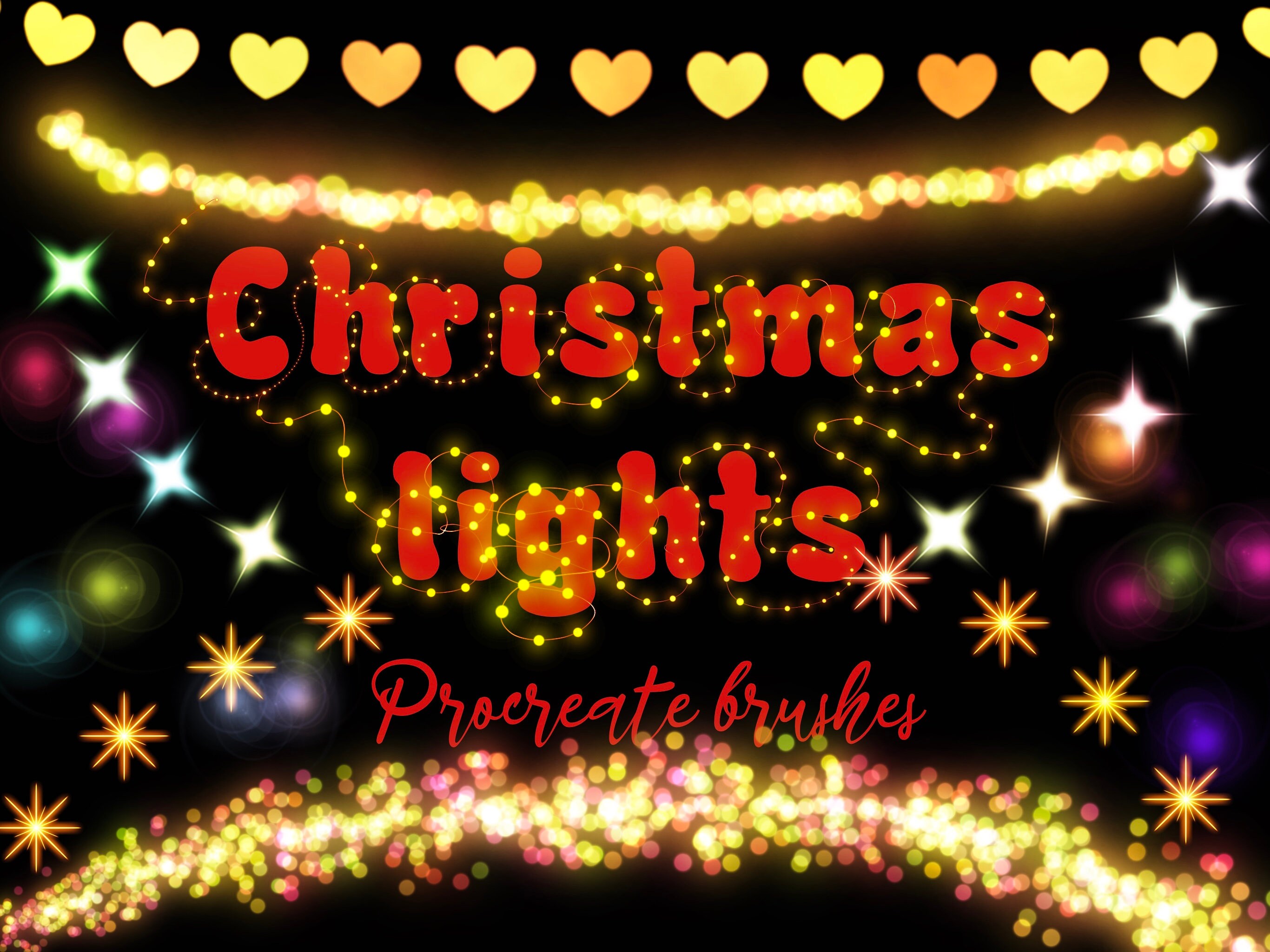 Christmas Lights Procreate Brushes: Holiday Brush Set (digital Download ...