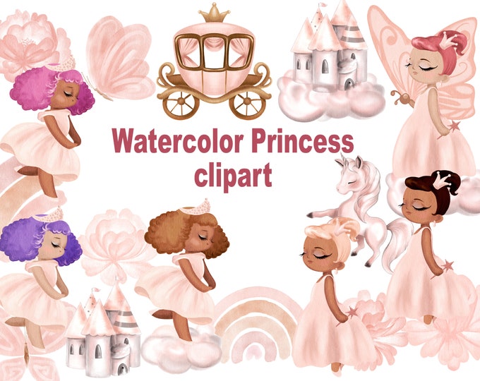 Princess Clipart Set - Cute Princess & Unicorn Clip Art Bundle ...