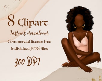 Black Woman Clipart: Self Love Planner Stickers (Digital Download)
