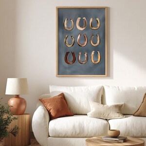 Herraduras, lámina al óleo, arte mural del oeste, arte del suroeste, Lucky You, póster de estilo campestre moderno, arte mural de dopamina, regalo de inauguración de casa de la suerte imagen 10