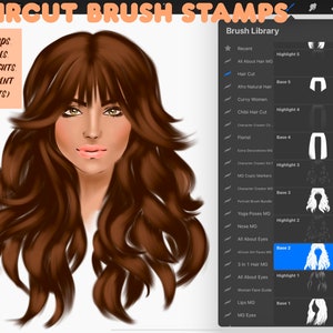 Procreate ヘアブラシ スタンプ、ナチュラル ヘアスタイル スタンプ、描画用ブラシ セット、ポートレート Procreate、女性ヘアスタイル スタンプ