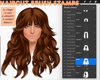 Procreate Hair Brush Stamps: Natural Hairstyles, Portrait Brushes