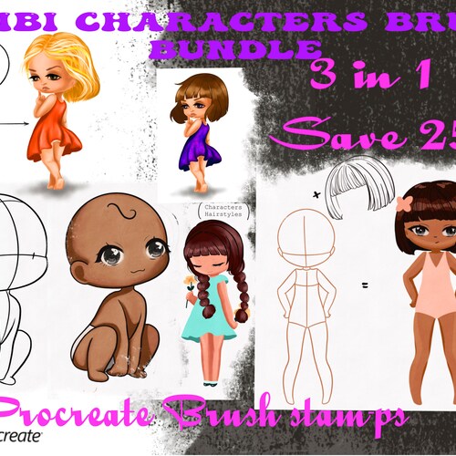 Procreate Brush Stamps Bundle Chibi Figures Hand Drawn - Etsy Procreate Brush Stamps Bundle Chibi Figures Hand Drawn - Etsy