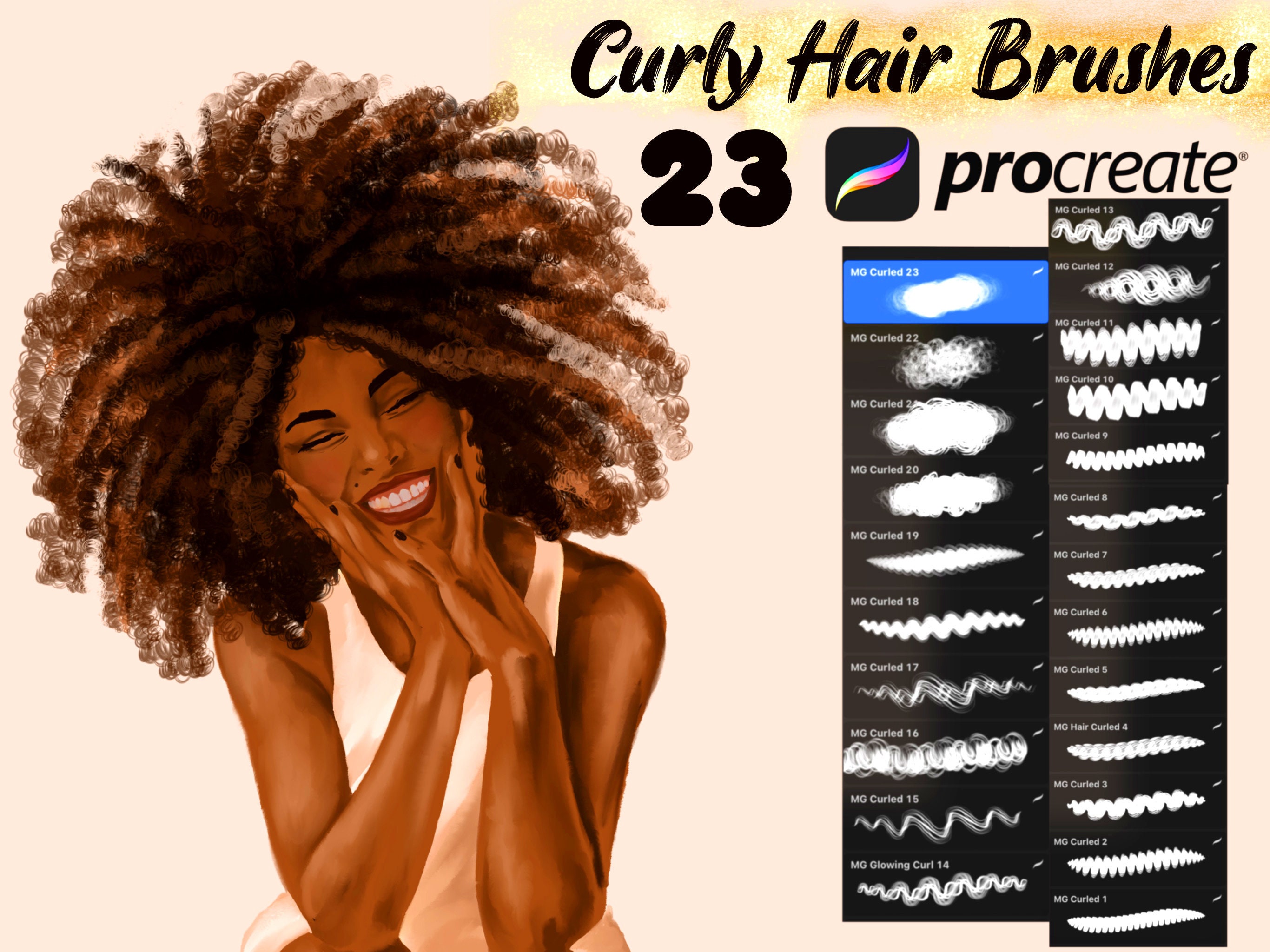 Procreate Curly Hair Brushes Wavy Hair Brush Set Long Hair - Etsy Procreate Curly Hair Brushes Wavy Hair Brush Set Long Hair - Etsy