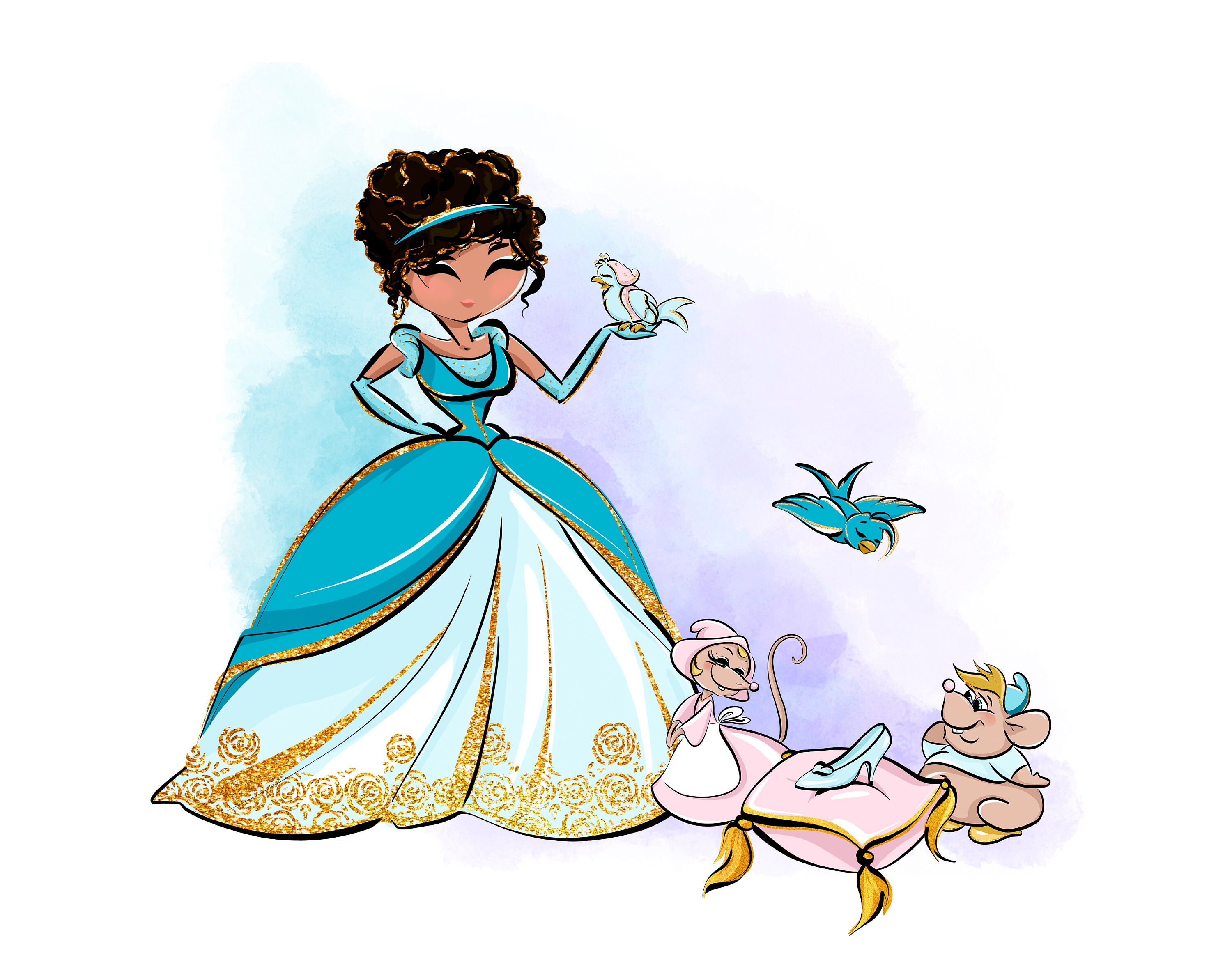 Black Cinderella Clipart PNG, Cinderella Clipart Sublimation, Hand ...