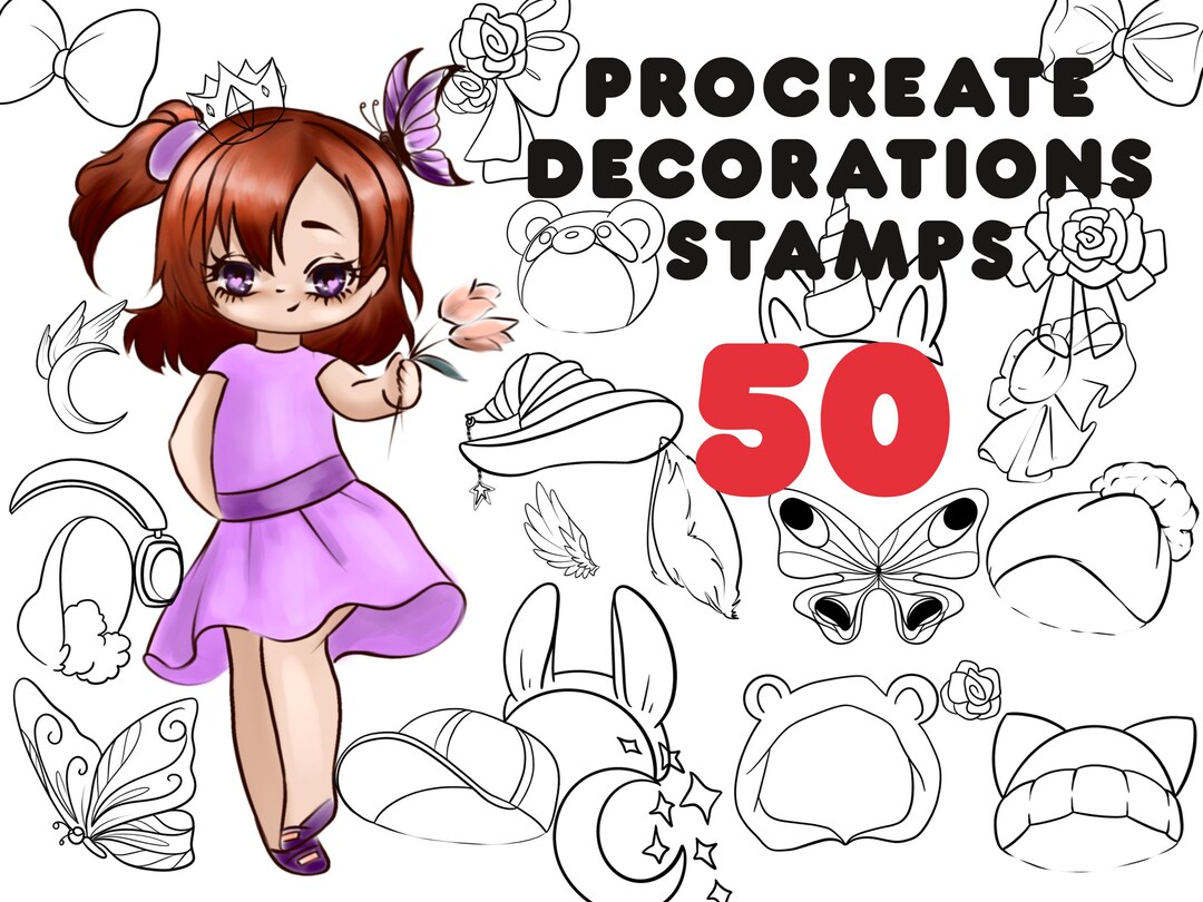 Procreate Stamps Cartoon Decoration, Character Creator Stamp Brush Set ...