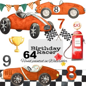 Watercolor Vintage Cars Clip Art Set, Baby Boy Sport Cars, Race Cars Watercolor Clipart, Nostalgic Automobile Illustrations for DIY Projects