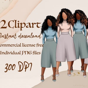 African American Clip Art, Black Girl Boss Clipart, Fashion Clipart, Black Woman Clipart, Planner Girl Clipart, Love Girls Planner Stickers