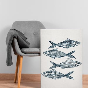 Retro Sardines Sketch Art, Sardines Poster, Fish Print, Retro Kitchen print, Kitchen Wall Art, Fish Wall Art, Retro Decor, Kitchen Wall Art